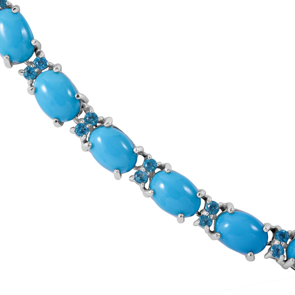 Sleeping Beauty Turquoise and Malgache Neon Apatite Necklace 18 Inches in Platinum Over Sterling Silver 41.70 ctw image number 2