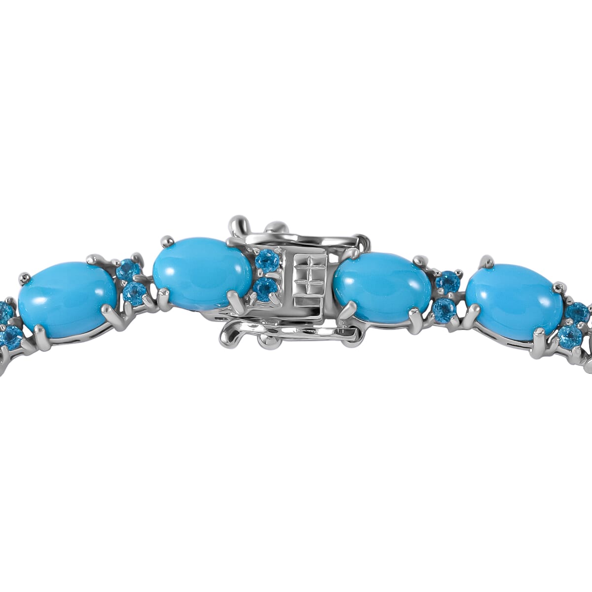 Sleeping Beauty Turquoise and Malgache Neon Apatite Necklace 18 Inches in Platinum Over Sterling Silver 41.70 ctw image number 4