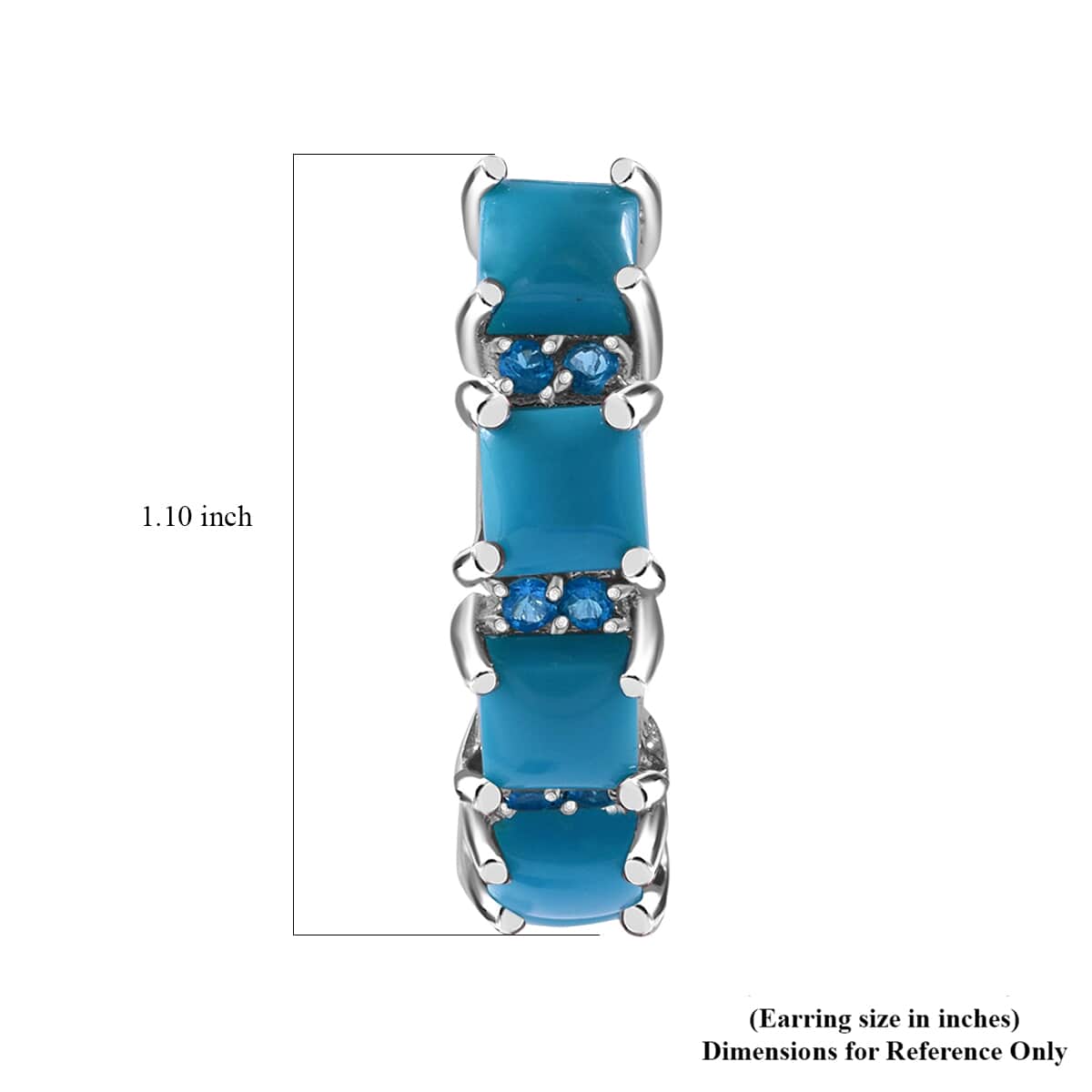Sleeping Beauty Turquoise and Malgache Neon Apatite Hoop Earrings in Platinum Over Sterling Silver 6.60 ctw image number 3