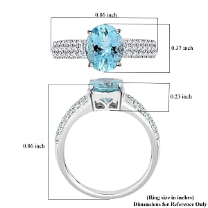 Certified Iliana AAA Santa Maria Aquamarine and G-H SI Diamond 2.00 ctw Ring in 18K White Gold (Size 7.5)