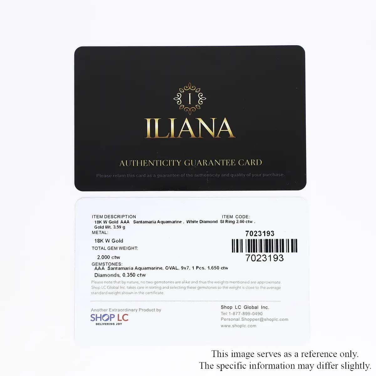 Certified Iliana AAA Santa Maria Aquamarine and G-H SI Diamond 2.00 ctw Ring in 18K White Gold (Size 7.5) image number 5