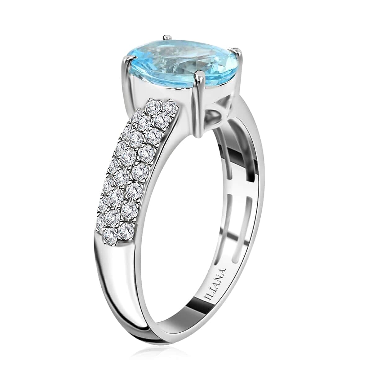 Certified Iliana AAA Santa Maria Aquamarine and G-H SI Diamond 2.00 ctw Ring in 18K White Gold (Size 9.5) image number 2