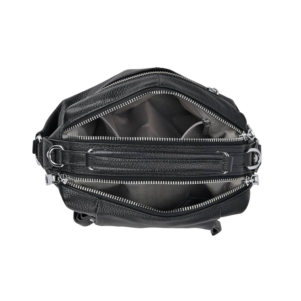 Black Genuine Leather Crossbody Bag with Multiple Pockets image number 4