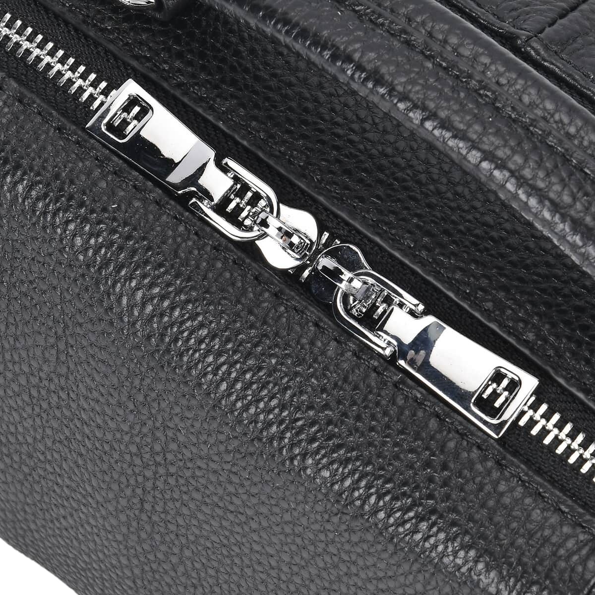 Black Genuine Leather Crossbody Bag with Multiple Pockets image number 5