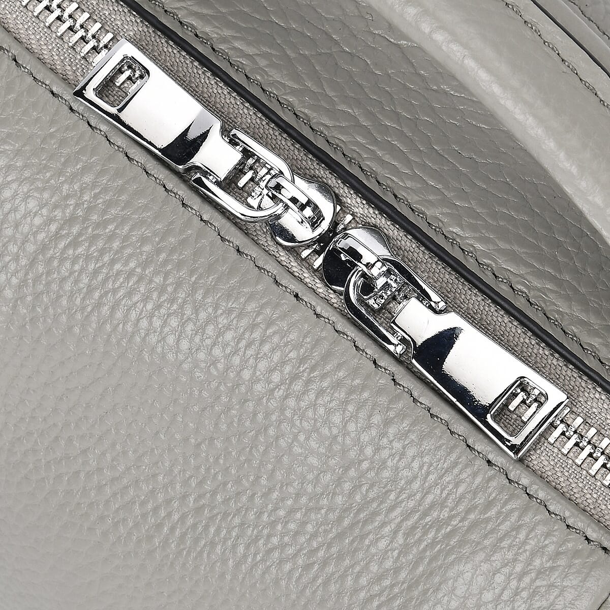 Gray Genuine Leather Crossbody Bag with Multiple Pockets image number 5