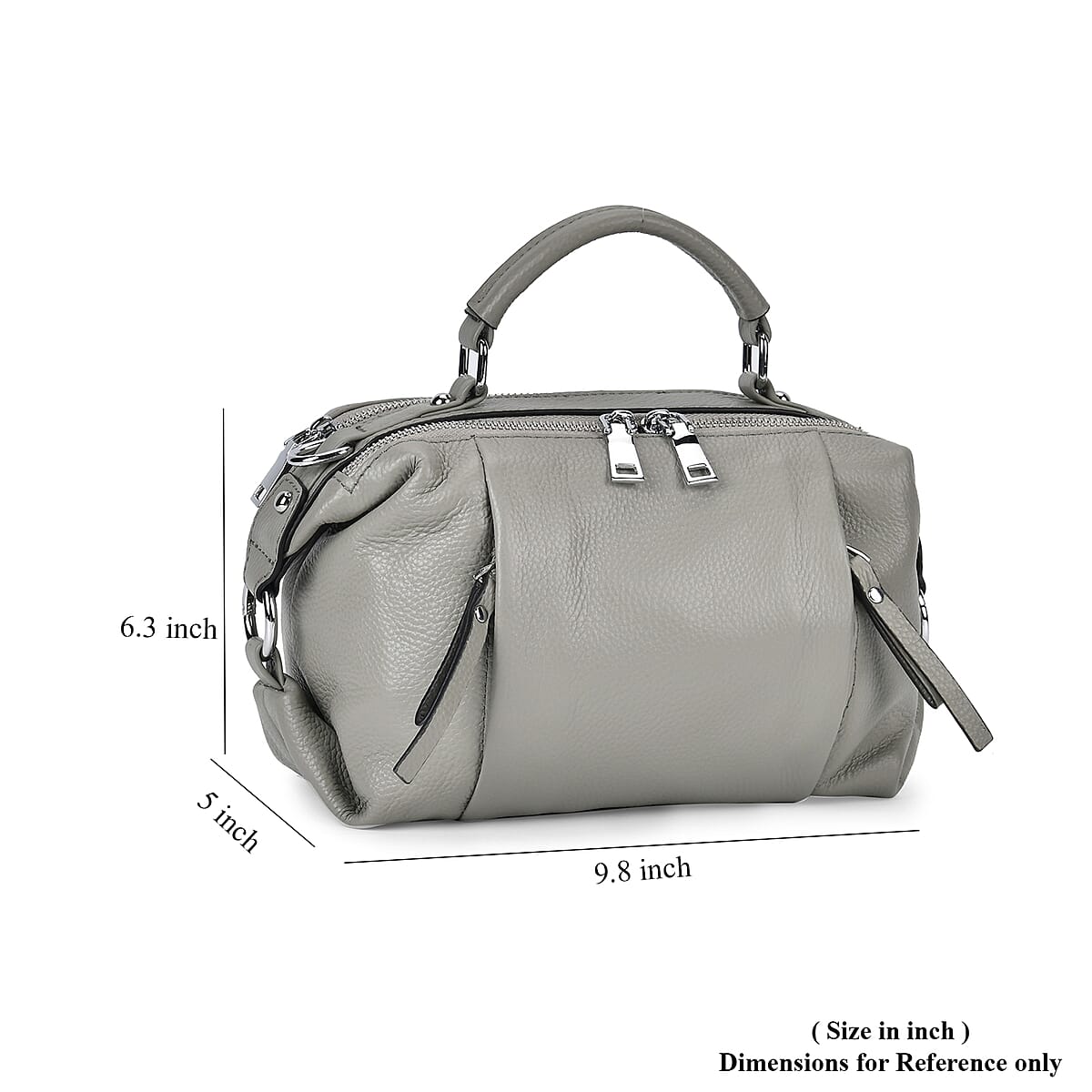 Gray Genuine Leather Crossbody Bag with Multiple Pockets image number 6