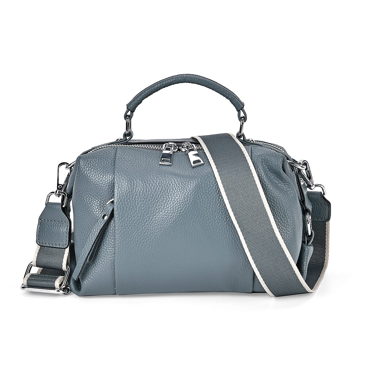 Teal Genuine Leather Crossbody Bag with Multiple Pockets image number 0