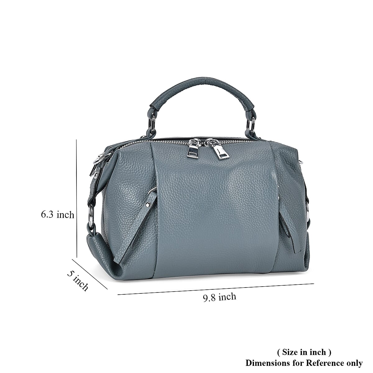 Teal Genuine Leather Crossbody Bag with Multiple Pockets image number 6