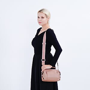 Tan Genuine Leather Crossbody Bag with Multiple Pockets