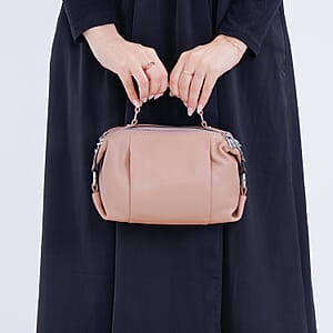 Tan Genuine Leather Crossbody Bag with Multiple Pockets