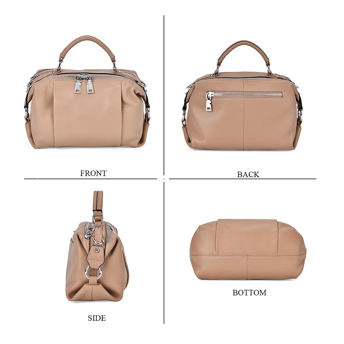 Tan Genuine Leather Crossbody Bag with Multiple Pockets image number 3