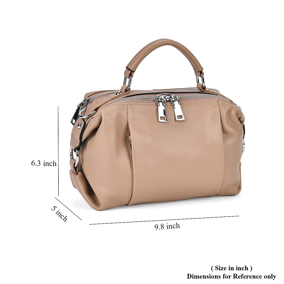 Tan Genuine Leather Crossbody Bag with Multiple Pockets image number 7