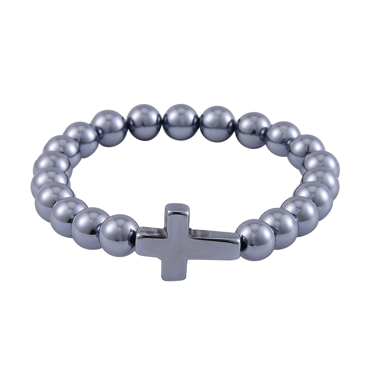 Terahertz Beaded and Cross Stretch Bracelet 77.50 ctw image number 0