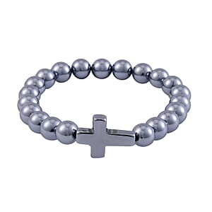 Terahertz Beaded and Cross Stretch Bracelet 77.50 ctw