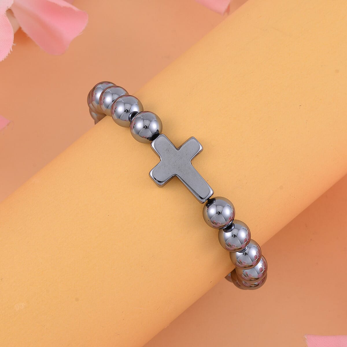 Terahertz Beaded and Cross Stretch Bracelet 77.50 ctw image number 1