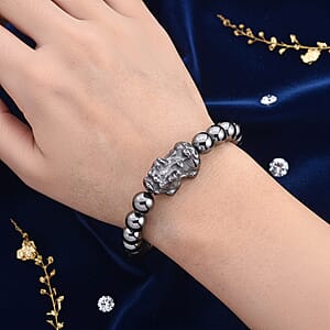 Doorbuster Terahertz 104.00 ctw Beaded and Carved Stretch Bracelet (6.5-7In)