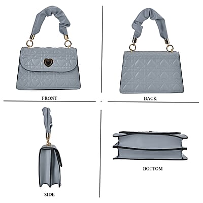 Set of 2 Blue Embossed Heart Pattern Faux Leather Crossbody Bag