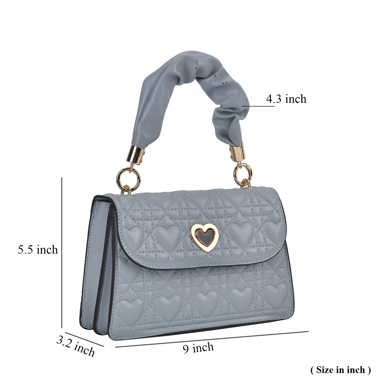 Set of 2 Blue Embossed Heart Pattern Faux Leather Crossbody Bag image number 7