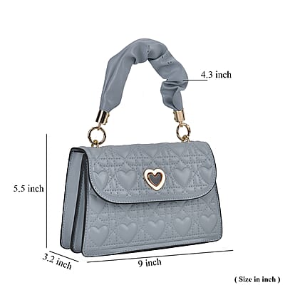 Set of 2 Blue Embossed Heart Pattern Faux Leather Crossbody Bag