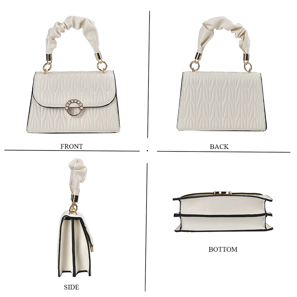 Set of 2 Off-White Embossed Streak Shape Pattern Faux Leather Crossbody Bag image number 2