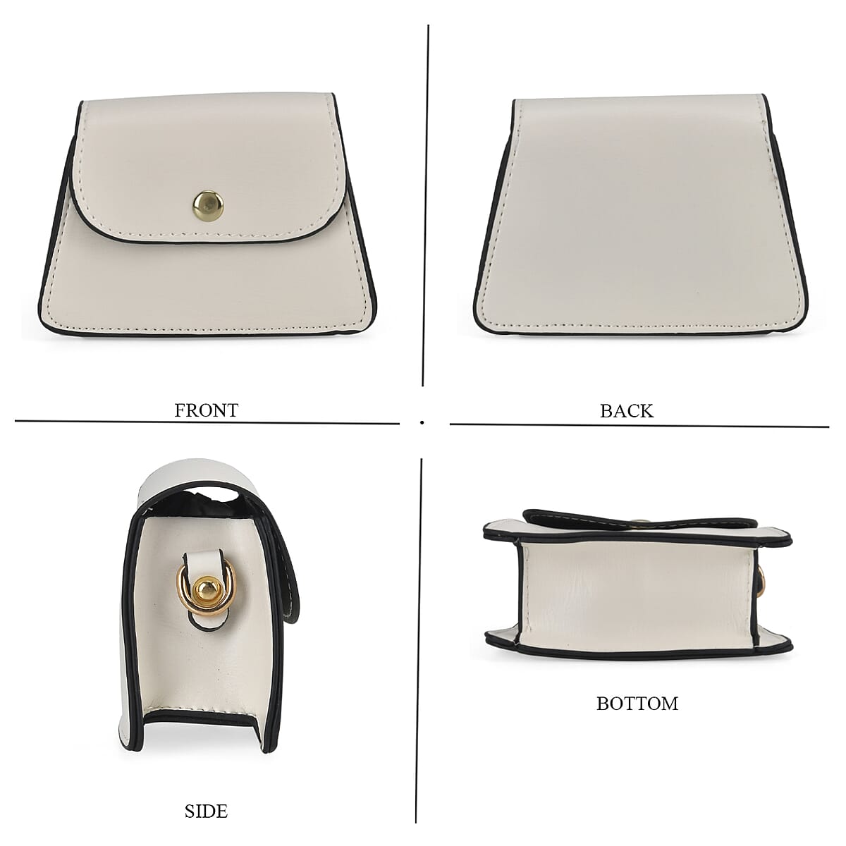 Set of 2 Off-White Embossed Streak Shape Pattern Faux Leather Crossbody Bag image number 3