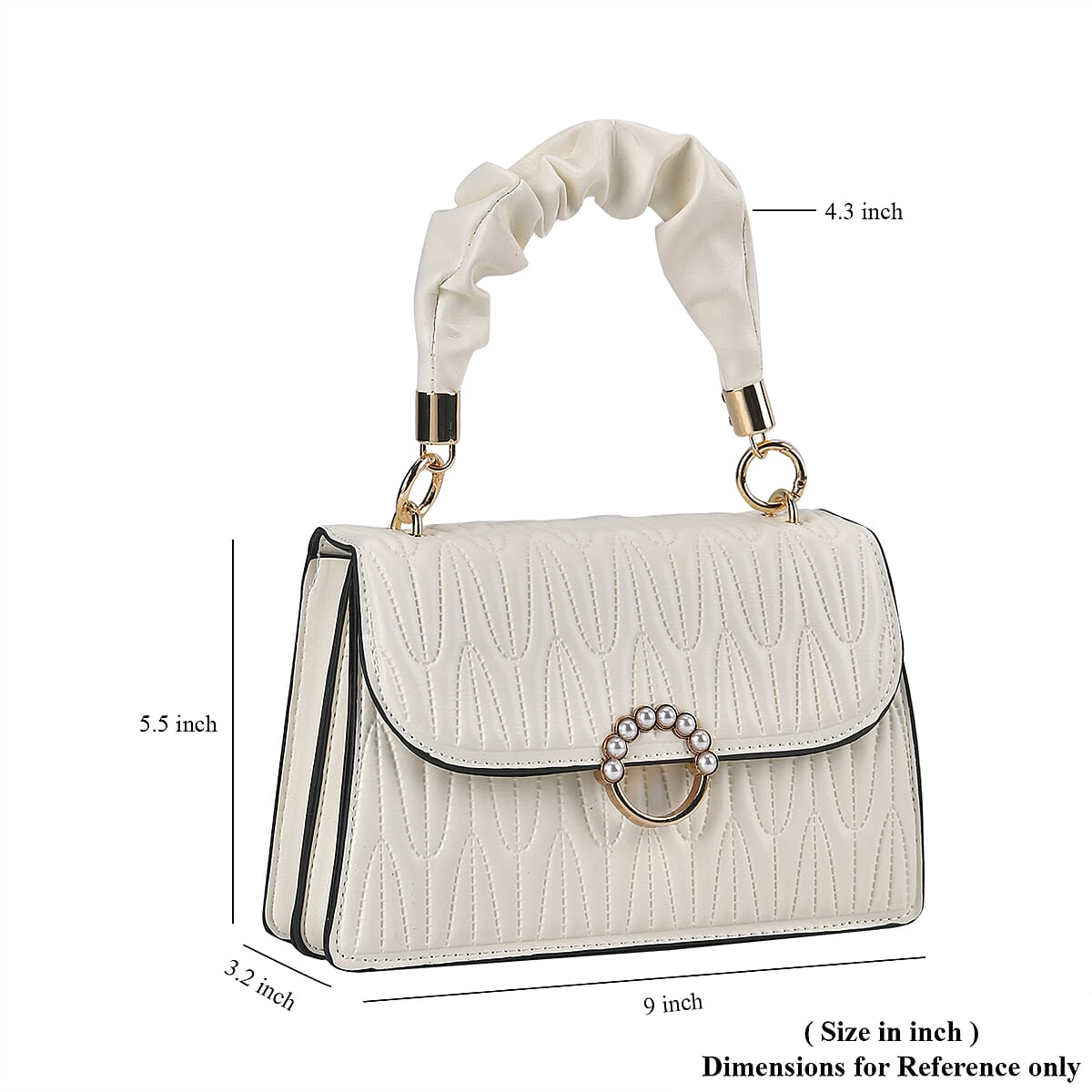 Set of 2 Off-White Embossed Streak Shape Pattern Faux Leather Crossbody Bag image number 7