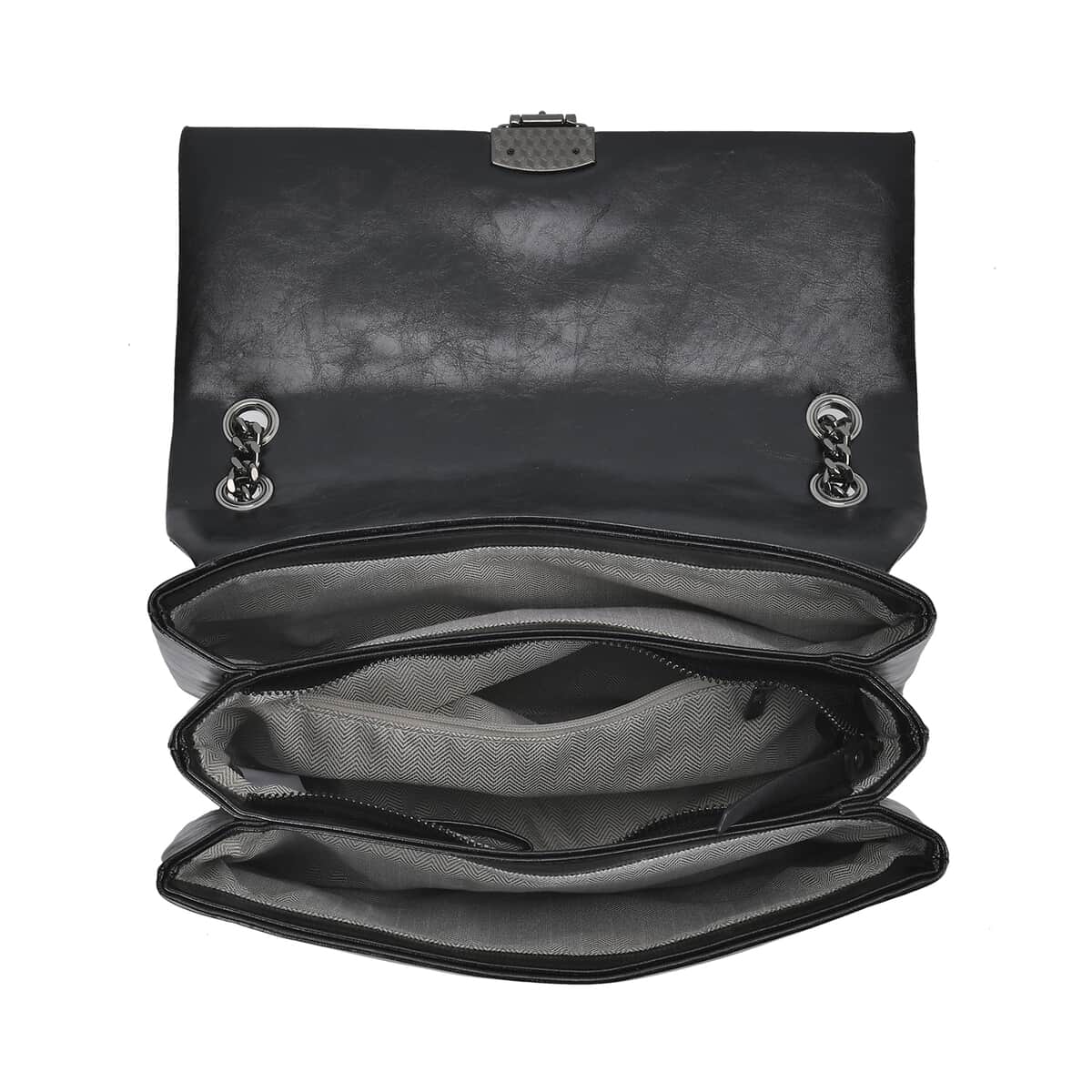 Black Genuine Leather Crossbody Bag (11.4"x7.9"x6.3") With Shoulder Strap image number 4