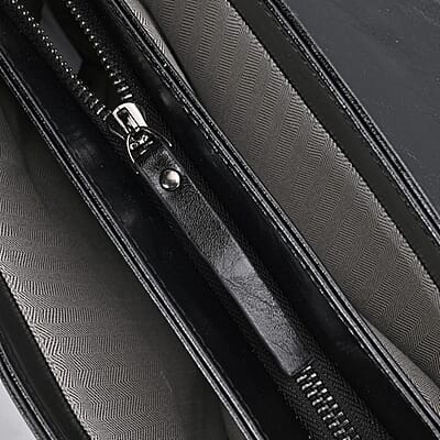 Black Genuine Leather Crossbody Bag With Shoulder Strap