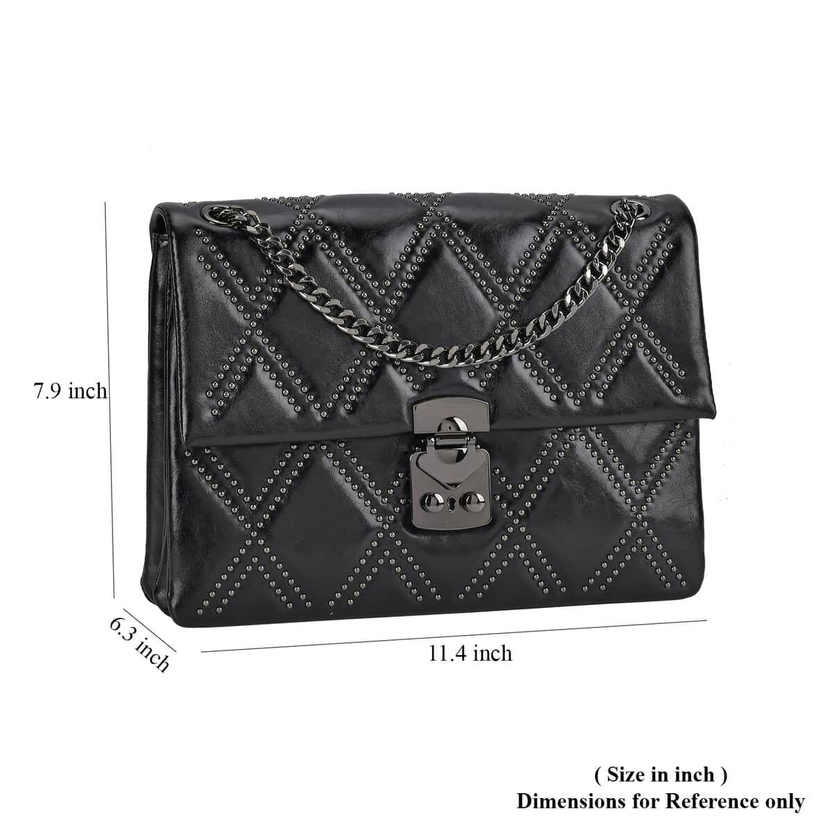 Black Genuine Leather Crossbody Bag (11.4"x7.9"x6.3") With Shoulder Strap image number 6