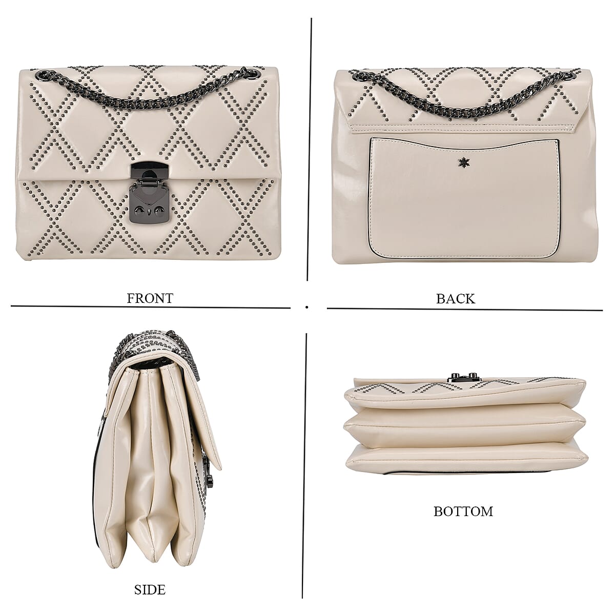 Off-White Genuine Leather Crossbody Bag With Shoulder Strap image number 3