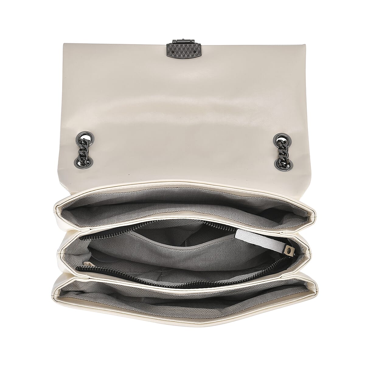 Off-White Genuine Leather Crossbody Bag With Shoulder Strap image number 4