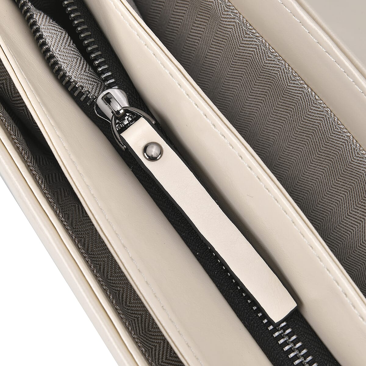 Off-White Genuine Leather Crossbody Bag With Shoulder Strap image number 5