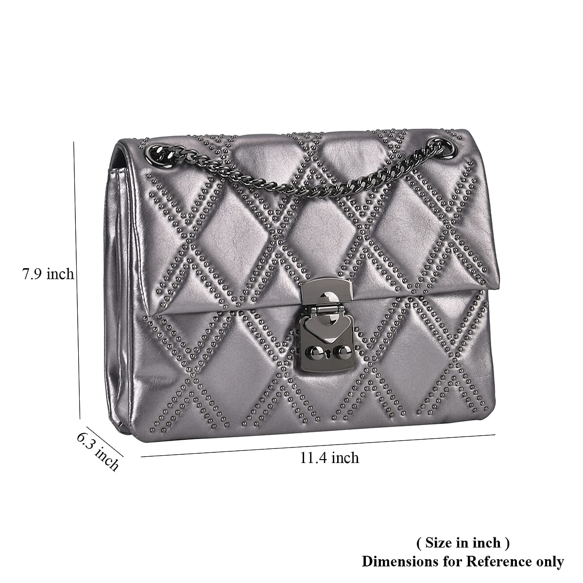 Gray Genuine Leather Crossbody Bag With Shoulder Strap image number 6