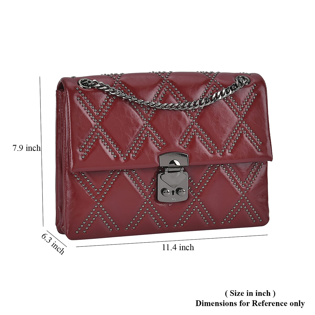 Red Genuine Leather Crossbody Bag With Shoulder Strap image number 6