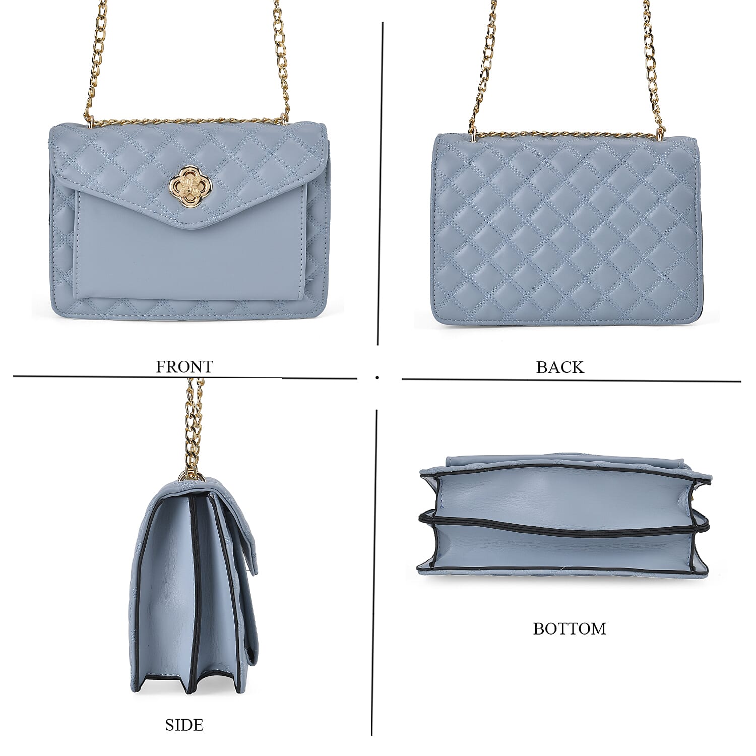 Blue Embossed Heart Shape Faux Leather Crossbody Bag with Wallet