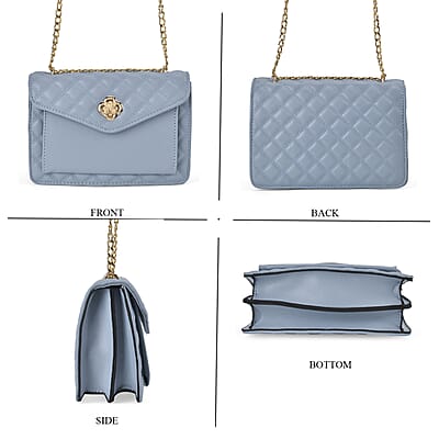 Blue Embossed Heart Shape Faux Leather Crossbody Bag with Wallet