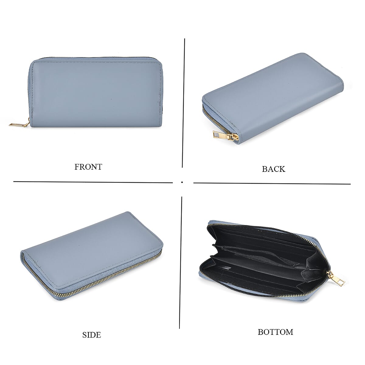 Blue Embossed Heart Shape Faux Leather Crossbody Bag (9"x3.7"x5.9") with Wallet (7.5"x3.9") image number 3