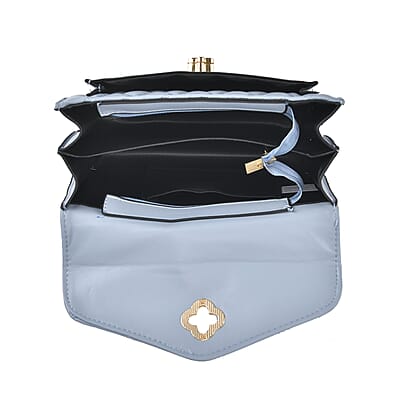 Blue Embossed Heart Shape Faux Leather Crossbody Bag with Wallet