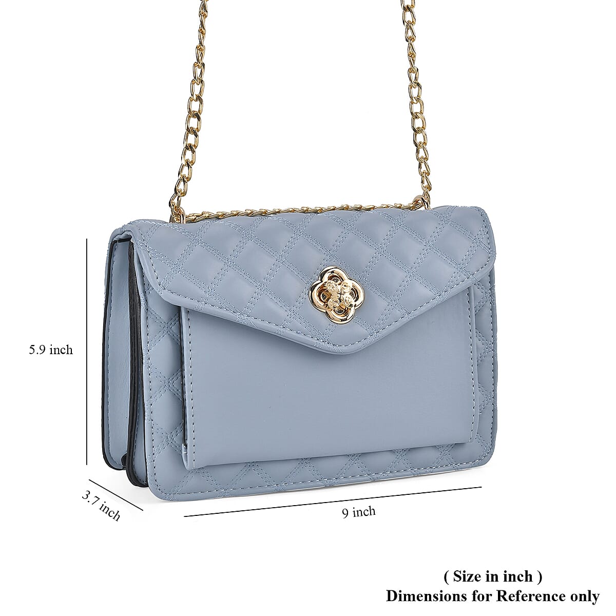 Blue Embossed Heart Shape Faux Leather Crossbody Bag (9"x3.7"x5.9") with Wallet (7.5"x3.9") image number 7