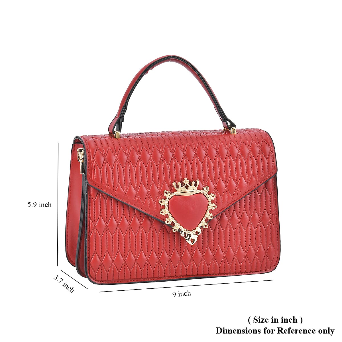 Red Embossed Rhomboid Shape Faux Leather Crossbody Bag with Wallet image number 7