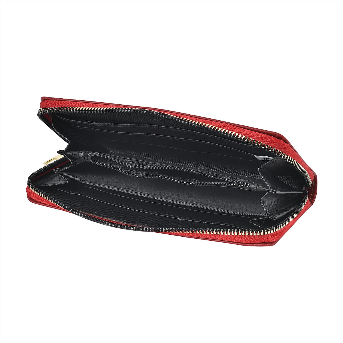 Red Embossed Rhomboid Shape Faux Leather Crossbody Bag with Wallet image number 8