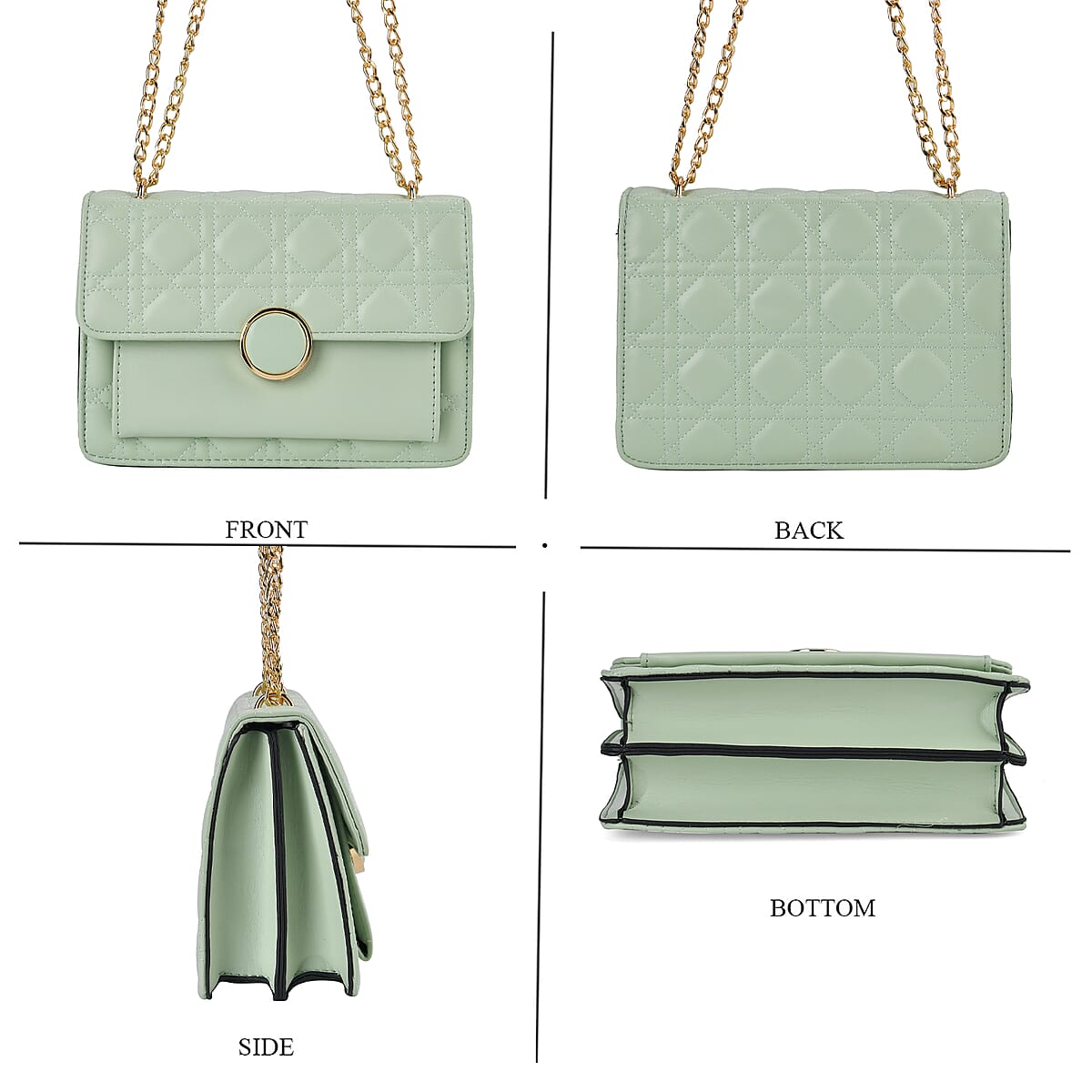 Light Green Embroidery Ellipsoid Faux Leather Crossbody Bag with Wallet image number 2