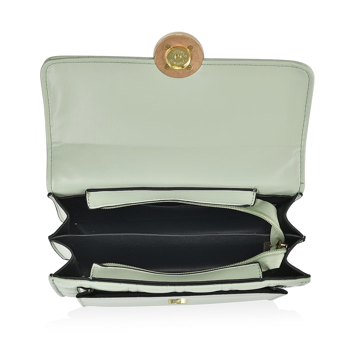 Light Green Embroidery Ellipsoid Faux Leather Crossbody Bag with Wallet image number 4