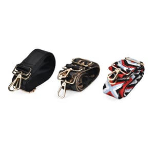 Set of 3 Black Leopard Print, Red and Black Polyester Long Crossbody Strap (51 Inches)