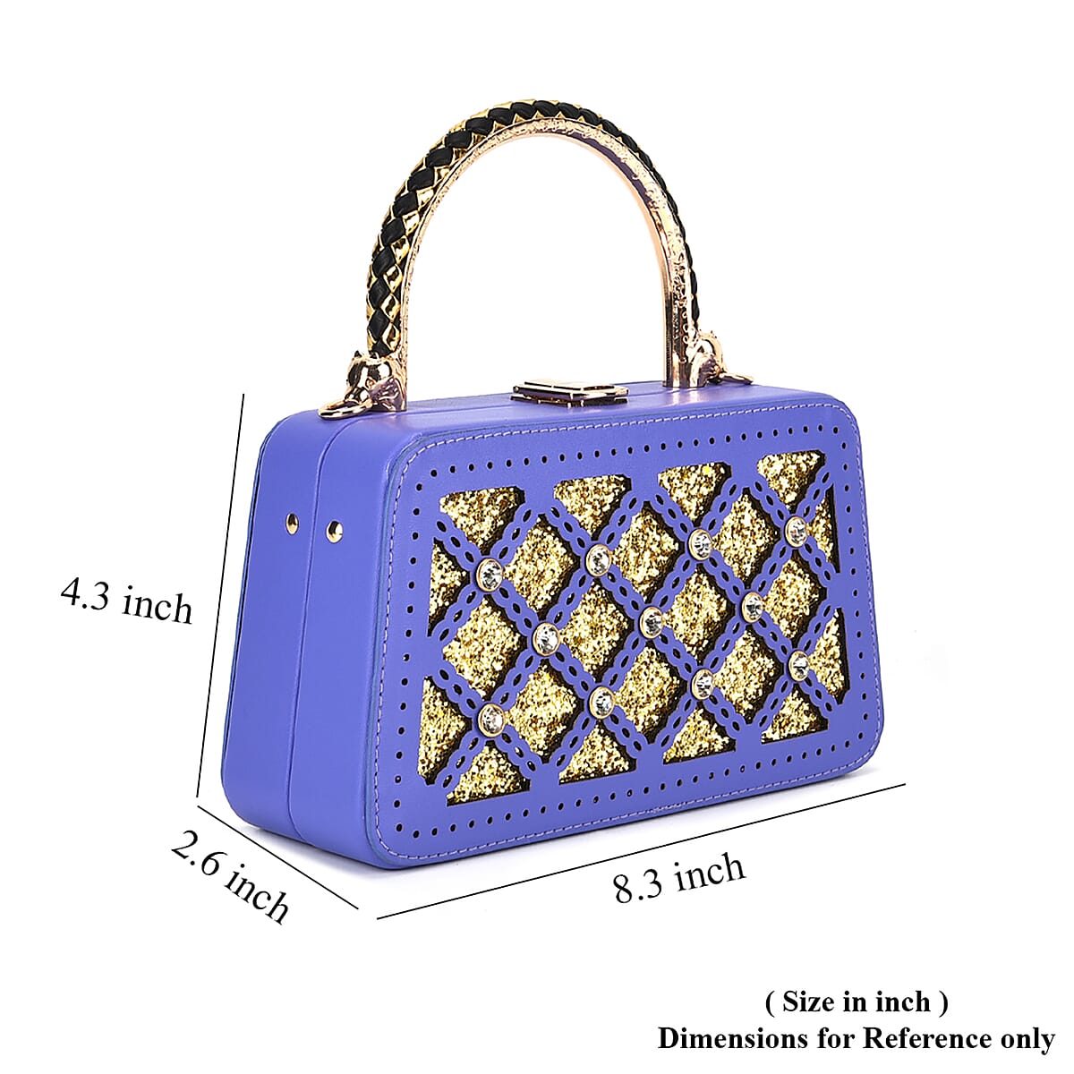 Purple Sparkling Crystals Faux Leather Crossbody Bag with Shoulder Chain image number 6