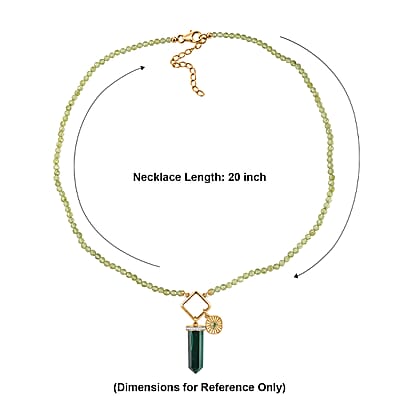 African Malachite and Multi Gemstone 52.65 ctw Necklace in 18K Vermeil Yellow Gold Over Sterling Silver 20 Inches