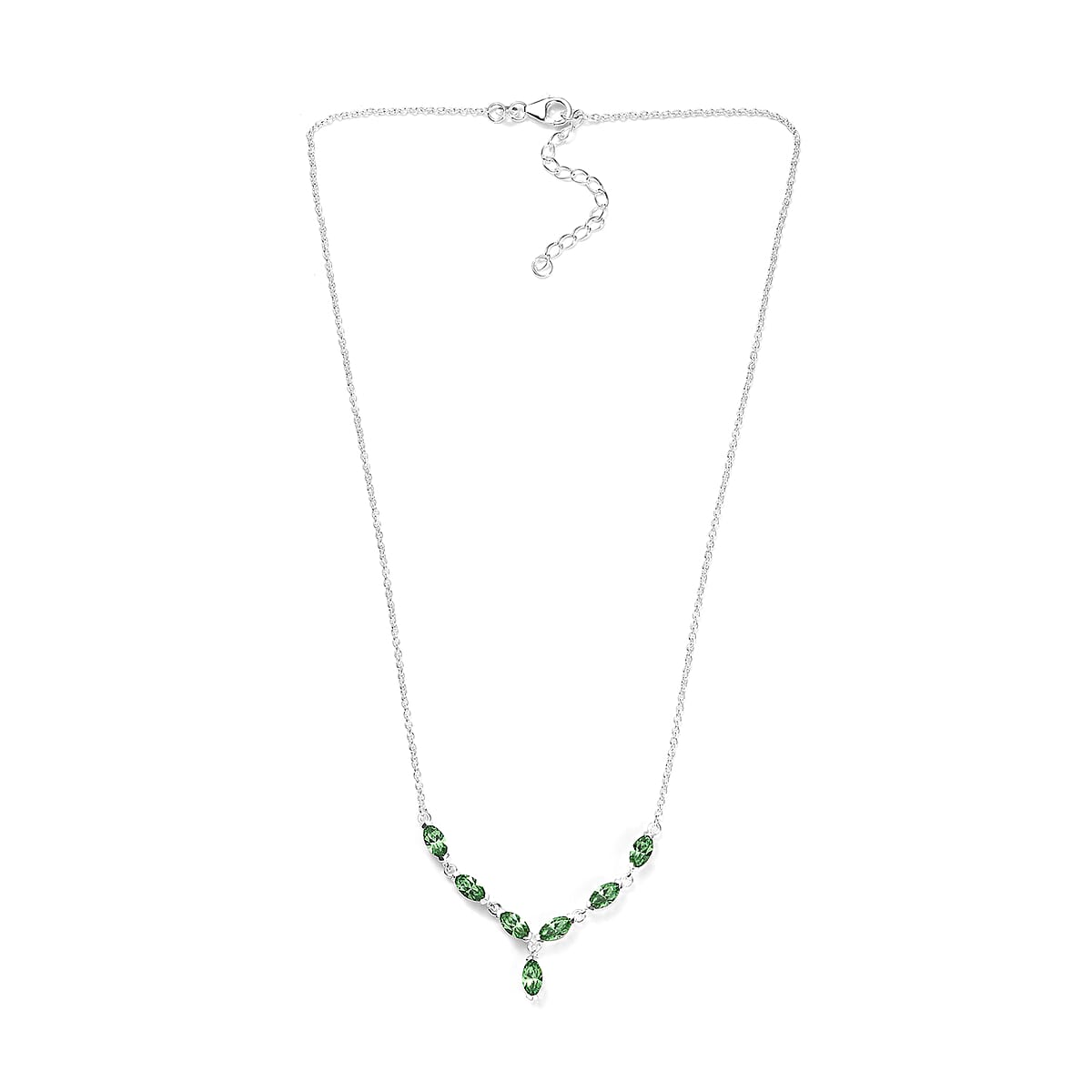 Peridot Color Crystal Necklace 18 Inches in Sterling Silver image number 3