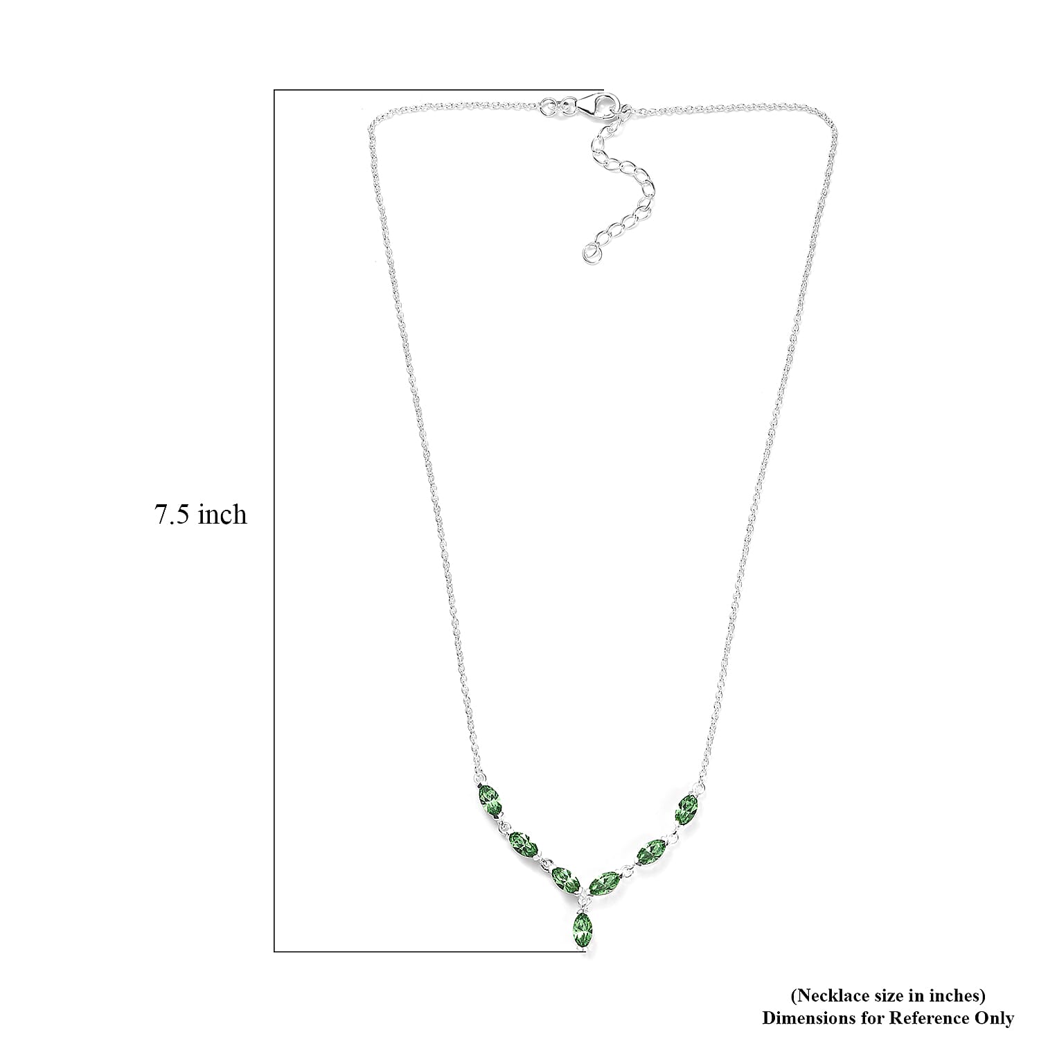 Designer Premium Peridot Color Austrian Crystal Necklace 18-20 Inches in Sterling Silver