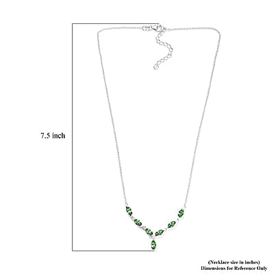 Designer Premium Peridot Color Austrian Crystal Necklace 18-20 Inches in Sterling Silver