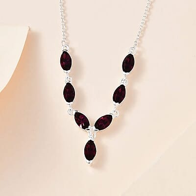 Designer Premium Foilback Amethyst Color Austrian Crystal Necklace 18 Inches in Sterling Silver